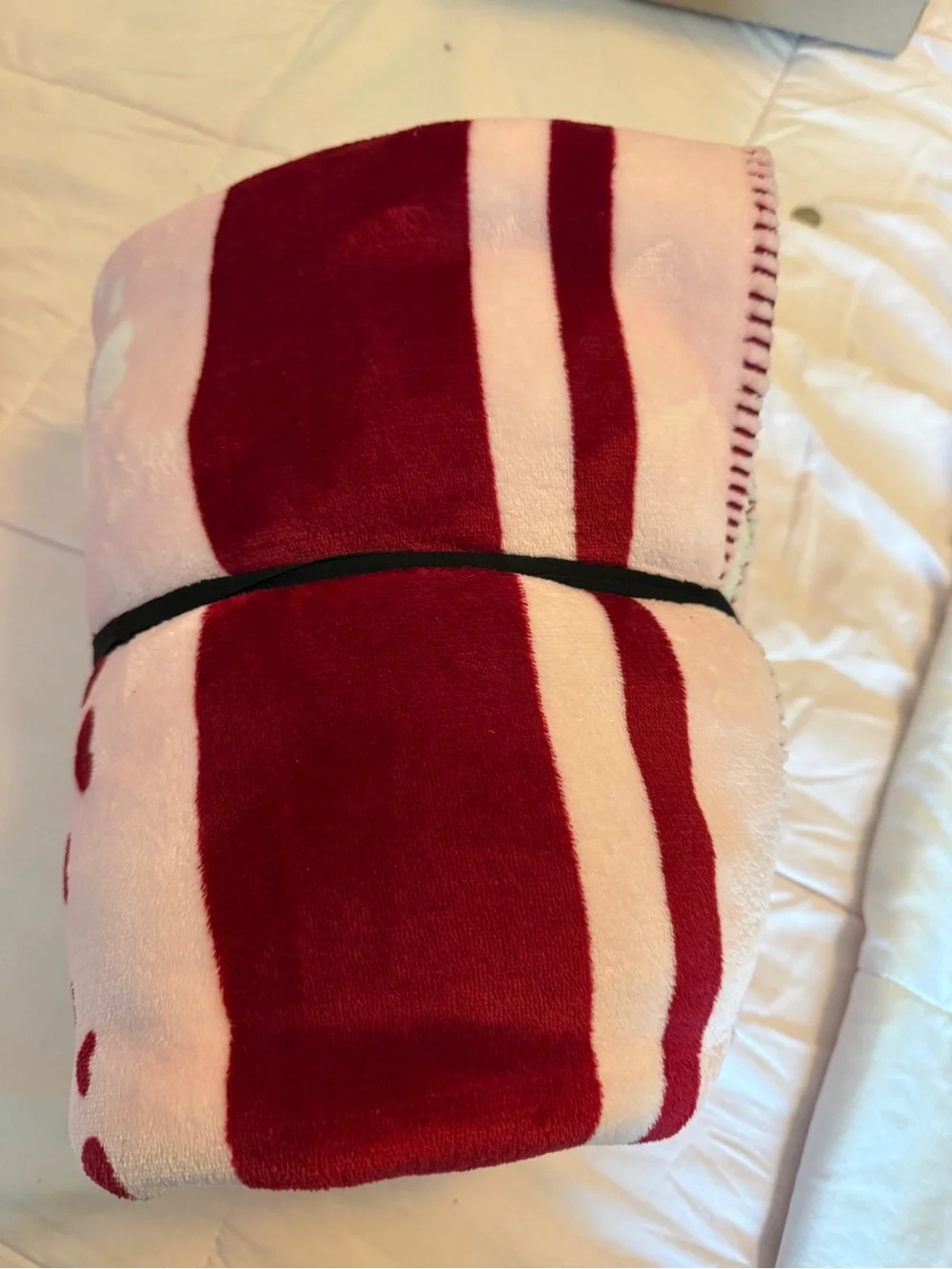 Victoria's Secret Pink Blanket with Red Heart Pattern
